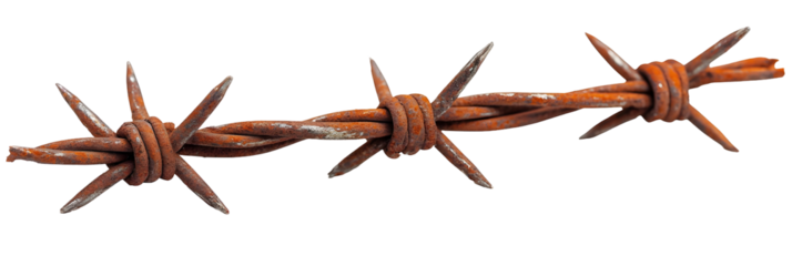 Rusty barbed wire on black background conveying security or danger concepts