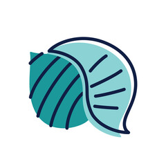 Flat cartoon vector illustration of rounded beautiful sea shell with stripes. Marine decorative element for ocean themes, beach designs, kids materials, summer and vacation projects