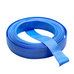 Blue Webbing Strap, Coiled, isolated on white background