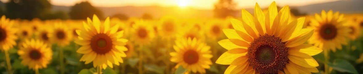 Obraz premium Sunflowers Basking in Golden Summer Light A Vibrant Field of Happiness
