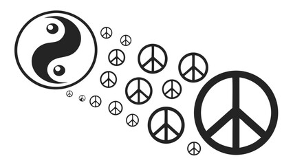 Silhouette Collection of Yin Peace Symbols in Multiple Ratios, Isolated on Clean White Background for Social, Cultural, and Graphic Design Themes