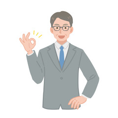 OKサインを出す中年のビジネスマンのイラスト