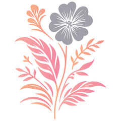 digitally drawn botanical blossom with leafy stems in elegant soft tones for trendy interior and wedding use

