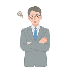 腕を組んで困っている中年サラリーマン