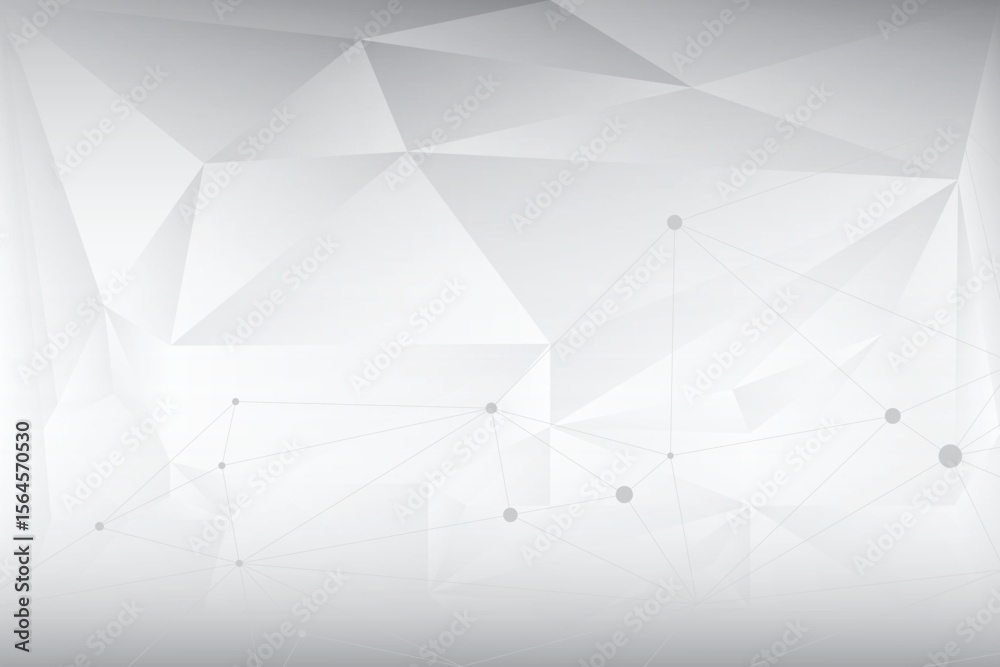Poster geometric low poly background with connecting dots and lines in gray isolated on transparent backgro