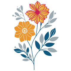 digitally rendered floral and leaf sketch in abstract minimalist style for trendy wedding and fashion decor

