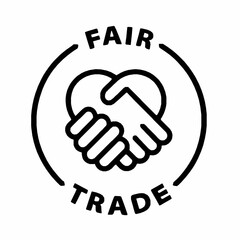 Simple black and white fair trade symbol illustrating ethical and sustainable business practices