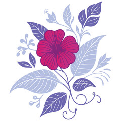 Fototapeta premium abstract nature flower illustration with soft botanical lines and stem elements for trendy textile designs