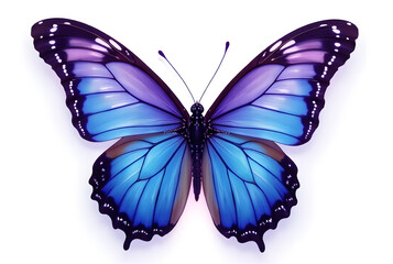 Obraz premium Vibrant Blue Butterfly with Intricate Patterns on White Background