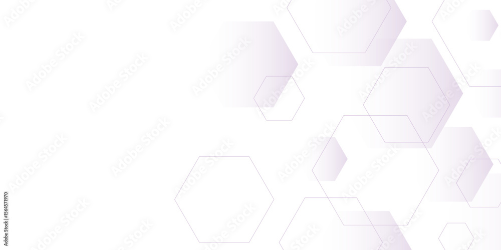 Poster white and purple technology hexagonal abstract background. abstract light hexagon or digital technol