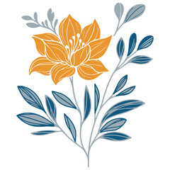 digitally painted blossom with garden leaves in soft pastel botanical style for wedding design and cushions

