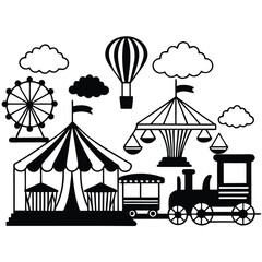 Naklejka premium Circus Related element icon set 