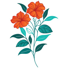 minimal abstract flower illustration with sketch leaves for elegant women fashion and digital product design

