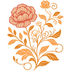 contemporary digital floral drawing with botanical theme and cotton bloom for soft decor and wedding items

