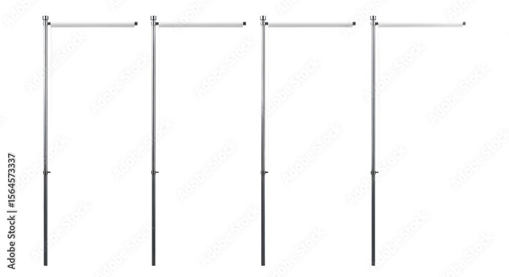 Poster minimalist black and white linear structure with vertical supports against a transparent backdrop is