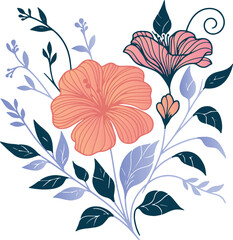 hand painted floral piece with botanical elegance in cotton bloom and leafy accents for summer projects

