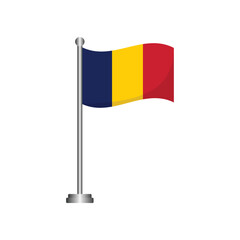 Chad Flag Waving on Flagpole Vector