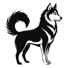 Bold Standing Husky Dog Silhouette in Side Profile Design