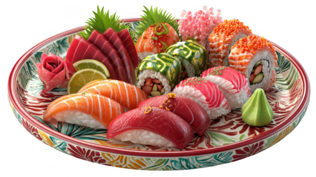 Illustration of sushi assortment isolated on transparent background