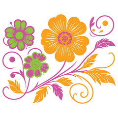 digital illustration of hand drawn flowers and leaves in a detailed botanical format for wedding and home use

