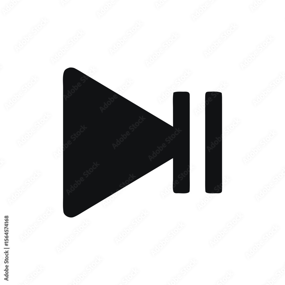 Poster minimalist icon of fast forward symbol with pause bars depicting media controls and playback functio