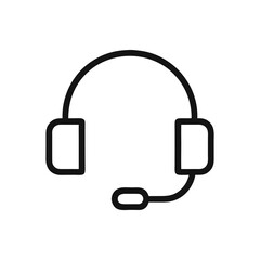 Customer Support Icon Depicting Headphones with Microphone for Call Center or Online Help Services and Telecommunications Solutions