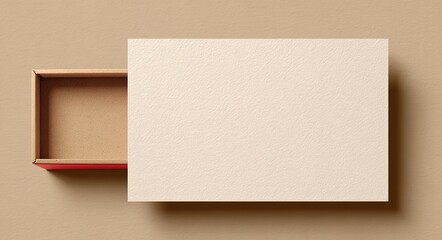 White Blank Rectangle Card on Beige Background. High quality