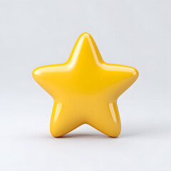 Glossy yellow 3D star on a clean white background. Fun and cheerful design element, ideal for app icons, kids' themes, rating graphics, or celebratory visuals. Bold and playful presence.
