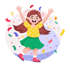 A flat style illustration showing a girl dancing