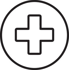 Fototapeta premium Black medical cross symbol within a circle health healthcare