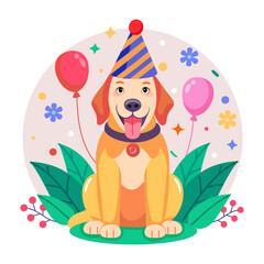 Obraz premium A flat style illustration showing a dog party