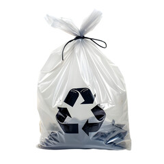 Recycling bag with recycle symbol, isolated on white background