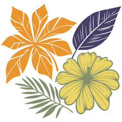 elegant floral artwork with minimal botanical leaves and blossoms for wedding themes and textile printing

