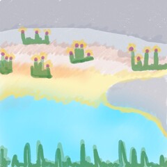 summer landscape with rainbow