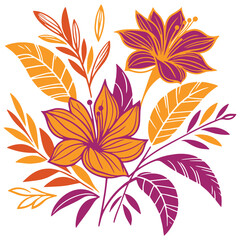 delicate botanical art of flowers and stems in fine line drawing style for minimal and modern textile design

