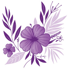 soft botanical composition featuring summer blossom and hand drawn leaves for feminine fabric and wall art

