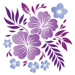 cotton flower and leaf stem composition in hand painted style with elegant modern lines for interior art

