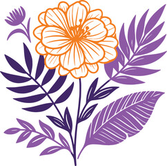 Fototapeta premium hand painted blossom artwork with detailed stem leaves and botanical charm for modern textile and decor