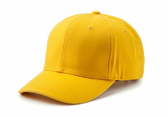 Fototapeta premium P-cap, Yellow Baseball Cap Perfect for Summer Style on white background