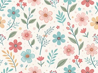 Seamless hand-drawn floral background