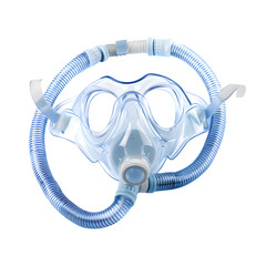 CPAP Mask and Tubing, isolated on white background