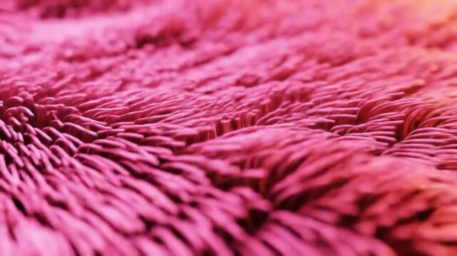 Soft bright pink fur or carpet fabric texture clos up 