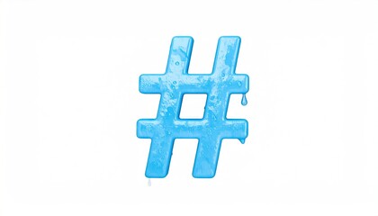 Blue Textured Hashtag Symbol Isolated On White Background