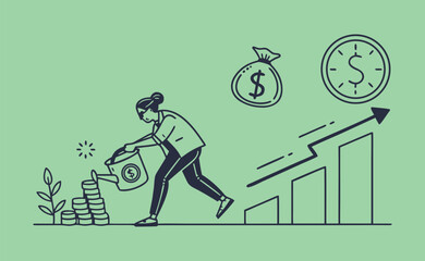 Line Style Profit and Finance Icons Animation Showing Growth, Investment, Cashflow and Business Success