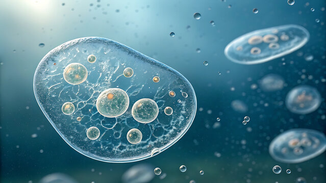 Amoeba cell biology microscopic organism single celled protozoa microbiology biology science education 3d render 100x