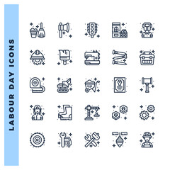 25 Labour Day Lineal icon pack. vector illustration.