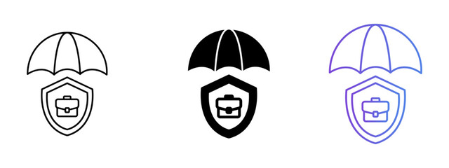  Business Protection Icon – Line, Glyph & Gradient Style