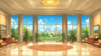 Fototapeta premium Grand Lobby with City View