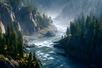 Eternal Dance of the Untamed River: A Symphony of Nature's Wild Majesty