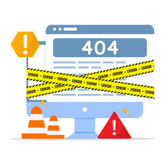 Web page error concept. Fix errors on broken web pages at computer.